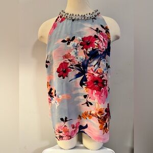 Jennifer Lopez Floral Halter Neck Sleeveless Top size L